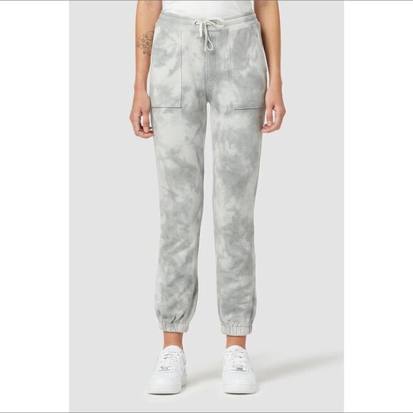 Hudson Jeans French Terry cotton jogger sweatpants gray white tie dye new Large - Picture 1 of 5